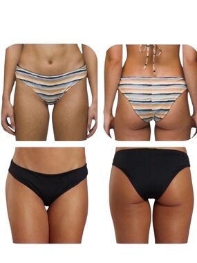 NWT PRANA Sz XL Gemma Reversible Bikini Bottom in Water Striped blue orange